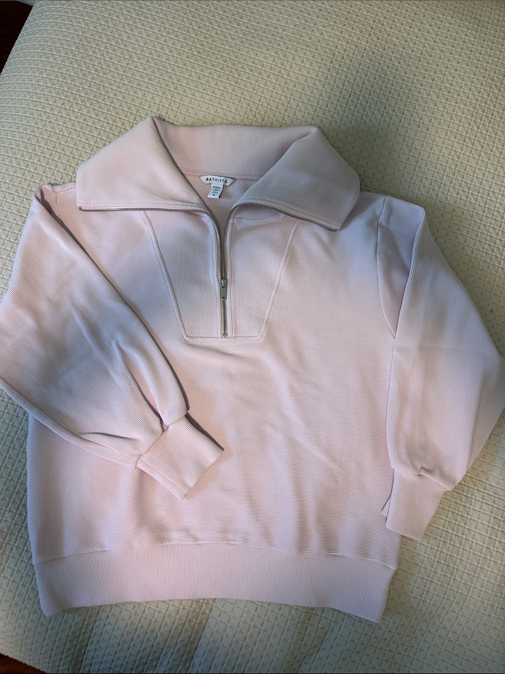 Athleta Light Pink Half-Zip Turtleneck Sweat shirt